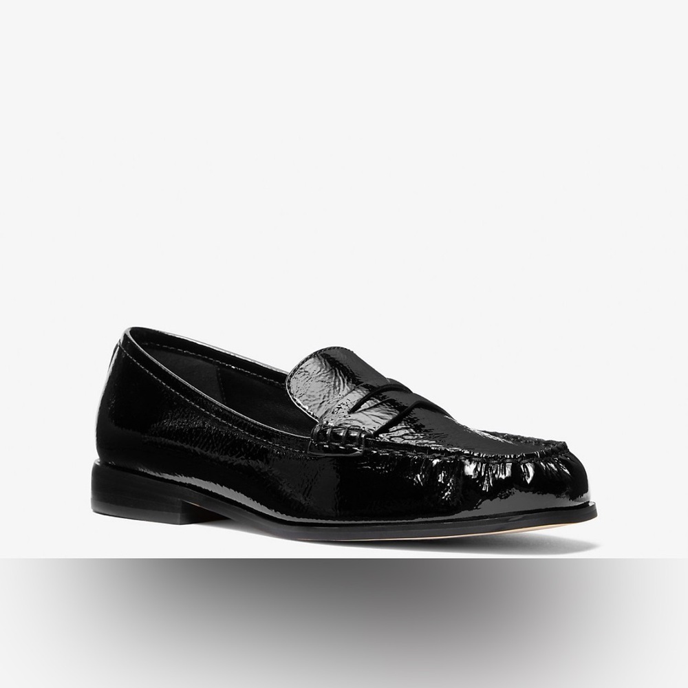 Michael Kors Carlson Crackled Patent Leather Loafers Black Size U.S. 8